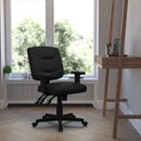 FLASH Cole silla de oficina ergonómica giratoria multifunción de piel sintética negra de respaldo medio - GO-1574-BK