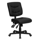 FLASH Cole silla de oficina ergonómica giratoria multifunción de piel sintética negra de respaldo medio - GO-1574-BK