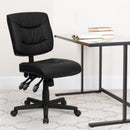 FLASH Cole silla de oficina ergonómica giratoria multifunción de piel sintética negra de respaldo medio - GO-1574-BK