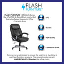 Silla ergonómica de oficina giratoria ejecutiva de tela negra FLASH HERCULES Series Big & Tall, clasificada para 500 lb, con brazos
