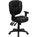 FLASH Caroline Mid-Back Black Fabric Multifunction Swivel Ergonomic Task Office Chair with Pillow Top Cushioning - GO-930F-GG