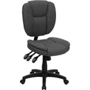 FLASH Caroline Mid-Back Black Fabric Multifunction Swivel Ergonomic Task Office Chair with Pillow Top Cushioning - GO-930F-GG