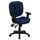 FLASH Caroline Mid-Back Black Fabric Multifunction Swivel Ergonomic Task Office Chair with Pillow Top Cushioning - GO-930F-GG