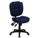 FLASH Caroline Mid-Back Black Fabric Multifunction Swivel Ergonomic Task Office Chair with Pillow Top Cushioning - GO-930F-GG