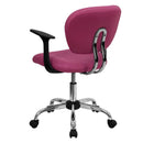 FLASH FURNITURE Silla de oficina ejecutiva giratoria Beverly de malla rosa con respaldo medio, base y brazos cromados