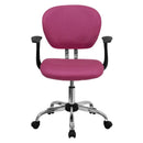 FLASH FURNITURE Silla de oficina ejecutiva giratoria Beverly de malla rosa con respaldo medio, base y brazos cromados