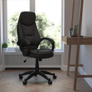 FLASH Leonard High Back Silla ergonómica ejecutiva contemporánea de oficina giratoria de LeatherSoft negro con respaldo curvo y brazos de bucle - H-HLC-0005-HIGH-1B-GG