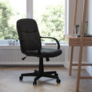 FLASH Silla ejecutiva de oficina giratoria con brazos, vinilo negro de respaldo medio Paulson - H8020-GG