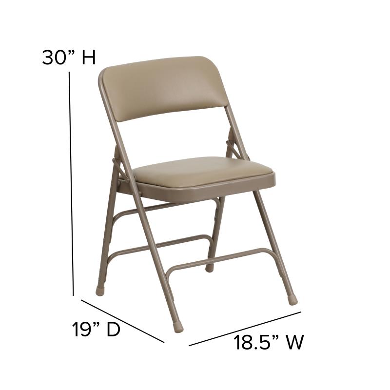 FLASH HERCULES Series Curved Triple Braced & Double Hinged Beige Metal Folding Chair - HA-MC309AV-GG
