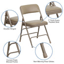 FLASH HERCULES Series Curved Triple Braced & Double Hinged Beige Metal Folding Chair - HA-MC309AV-GG