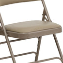 FLASH HERCULES Series Curved Triple Braced & Double Hinged Beige Metal Folding Chair - HA-MC309AV-GG