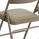 FLASH HERCULES Series Curved Triple Braced & Double Hinged Beige Metal Folding Chair - HA-MC309AV-GG