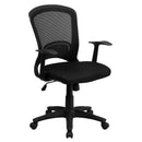 FLASH Manny Silla de oficina ejecutiva giratoria de malla negra de diseño con respaldo medio y brazos - HL-0007-GG
