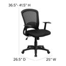 FLASH Manny Silla de oficina ejecutiva giratoria de malla negra de diseño con respaldo medio y brazos - HL-0007-GG