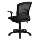 FLASH Manny Silla de oficina ejecutiva giratoria de malla negra de diseño con respaldo medio y brazos - HL-0007-GG