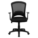 FLASH Manny Silla de oficina ejecutiva giratoria de malla negra de diseño con respaldo medio y brazos - HL-0007-GG
