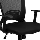 FLASH Manny Silla de oficina ejecutiva giratoria de malla negra de diseño con respaldo medio y brazos - HL-0007-GG