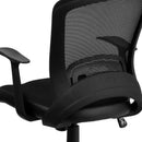 FLASH Manny Silla de oficina ejecutiva giratoria de malla negra de diseño con respaldo medio y brazos - HL-0007-GG