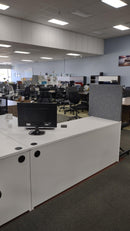 NEW White L-Shape Desk Napa Series Compu-Corner with Box and File driftwood ped.