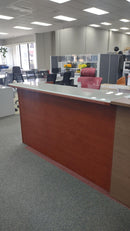 USED Reception Shell Desk with Glass Transaction and BFF-Ped