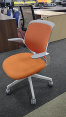 USED Steelcase Cobi Office Chair - Arms with Soft Arm Caps, white Frame, and Fabric Seat