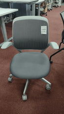 USED Steelcase Cobi Office Chair - Arms with Soft Arm Caps, white Frame, and Fabric Seat