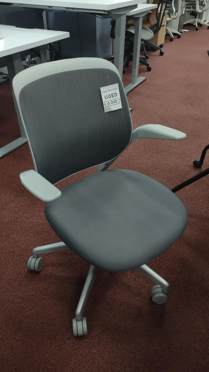 USED Steelcase Cobi Office Chair - Arms with Soft Arm Caps, white Frame, and Fabric Seat