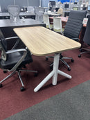 Used Height-Adjustable Table – Caramel Finish Desk 58" x 29"