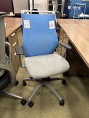 USED Blue & Gray Task Chair with Metal Base – Modern Office Seating
