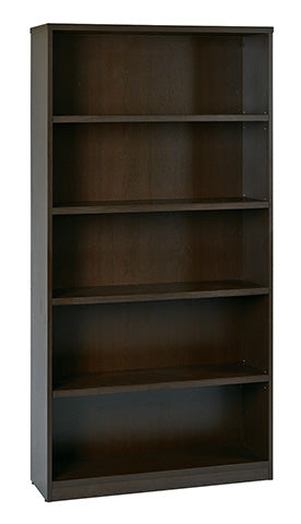 Office Star Products 36WX12DX72H 5-SHELF BOOKCASE WITH 1" THICK SHELVES - LBC361272