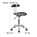 FLASH FURNITURE Silla de oficina giratoria Elliott Chrome con asiento tipo tractor - LF-214-GG