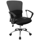 FLASH FURNITURE Silla de oficina giratoria Mindy de malla gris con respaldo medio, soporte lumbar ajustable y brazos - LF-W23-GREY-GG