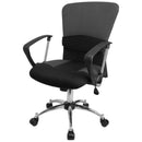 FLASH FURNITURE Silla de oficina giratoria Mindy de malla gris con respaldo medio, soporte lumbar ajustable y brazos - LF-W23-GREY-GG