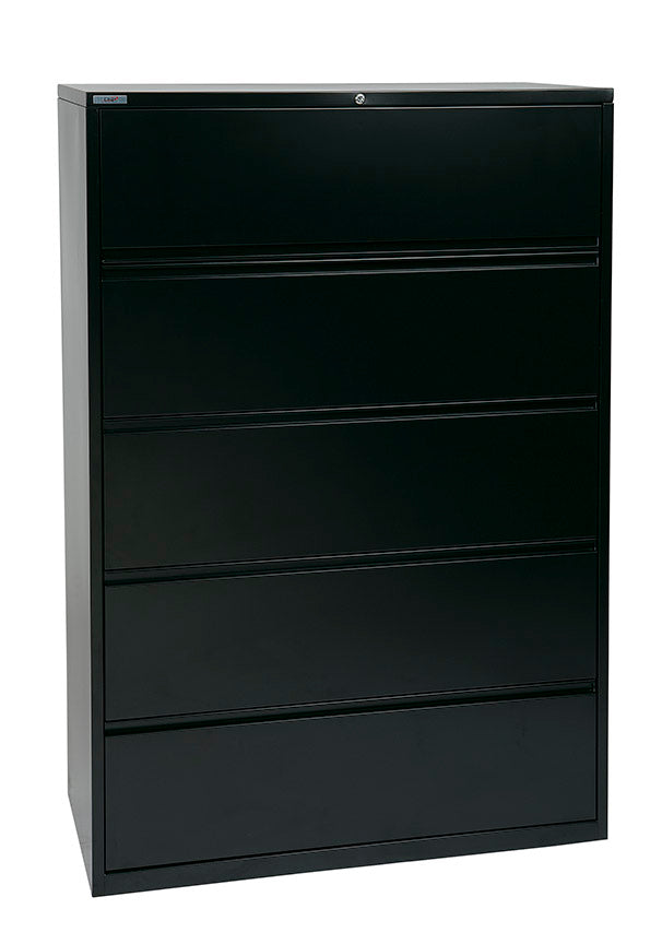Office Star Products 42" WIDE 5 DRAWER LATERAL FILE WITH CORE-REMOVEABLE LOCK & ADJUSTABLE GLIDES - LF542