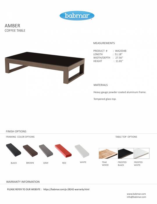 Amber Rectangular Coffee Table