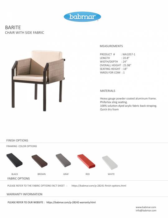 Barite Chair With Side Fabric