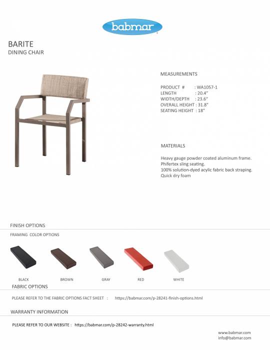 Barite Dining Chair With Armrests