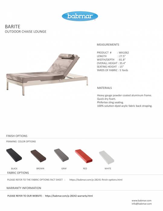 Barite Outdoor Chaise Lounge