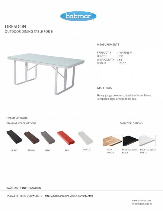 Dresdon Dining Table For 6