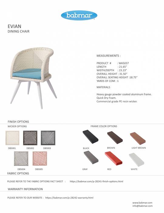 Evian Dining Chair with Woven Sides