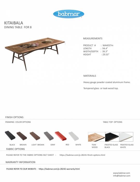 Kitaibela Dining table for 8