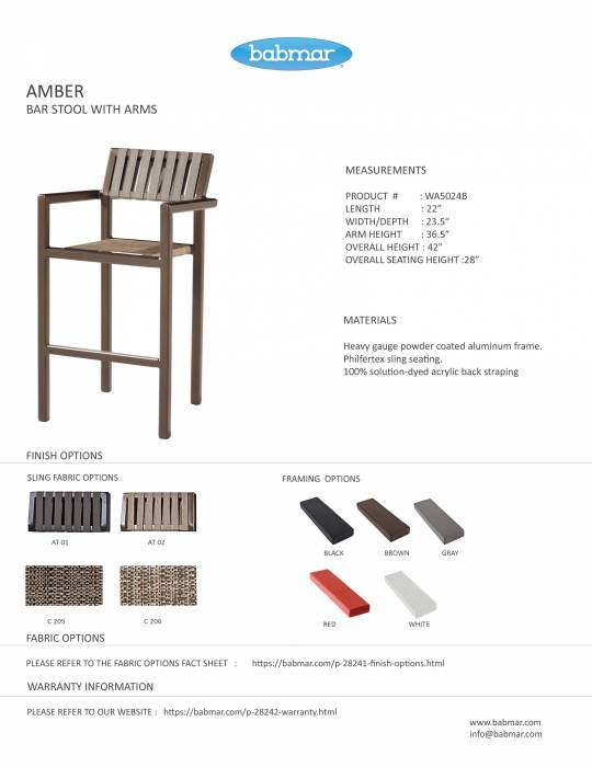 Amber Bar Stool With Arms