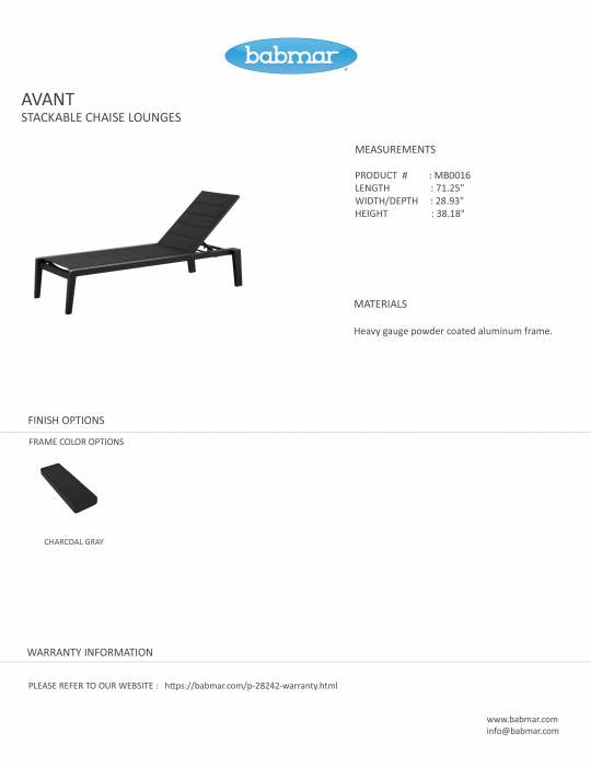 Avant Champagne Stackable Chaise Lounge