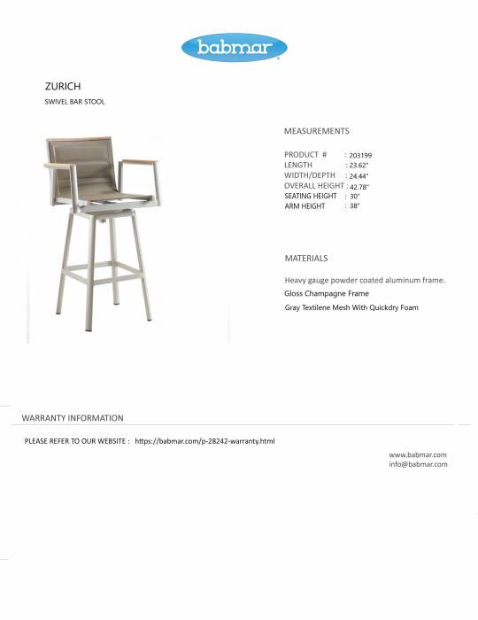 Zurich Swivel Bar Stool