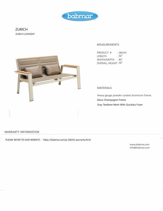 Zurich Loveseat