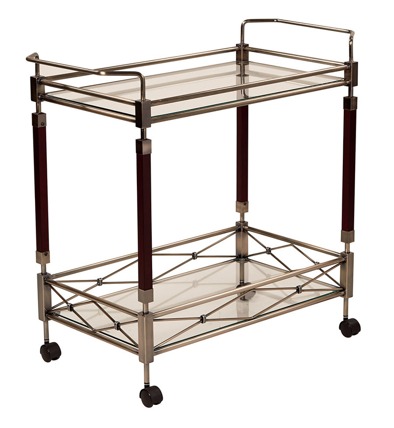 OSP Designs by Office Star Products MELROSE SERVING CART WITH NICKEL BRUSH METAL FRAME - MLR37