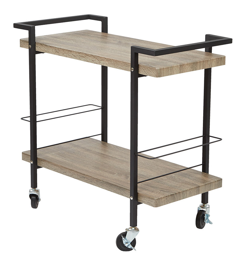 OSP Designs by Office Star Products MAXWELL SERVING CART IN ASH VENEER FINISH, BLACK POWDER COATED STEEL FRAME BY OSP DESIGNS - MXW3731-AH