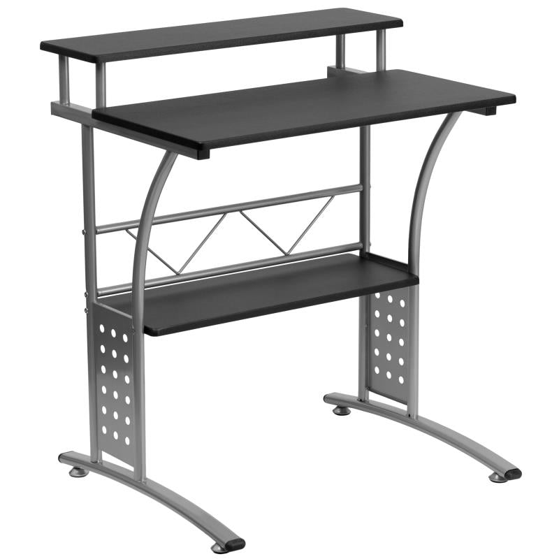 FLASH Clifton Computer Desk with Top and Lower Storage Shelves - NAN-GG