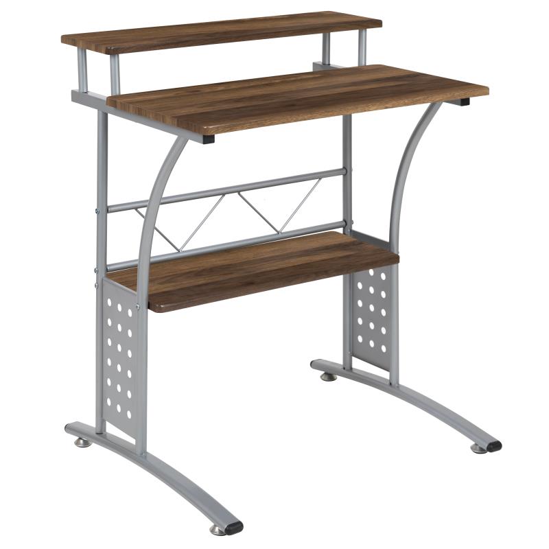 FLASH Clifton Computer Desk with Top and Lower Storage Shelves - NAN-GG