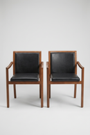 USED Wood Guest Chairs – Black Upholstery
